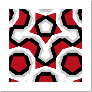 Red Black White Grey Geometric Posters and Art